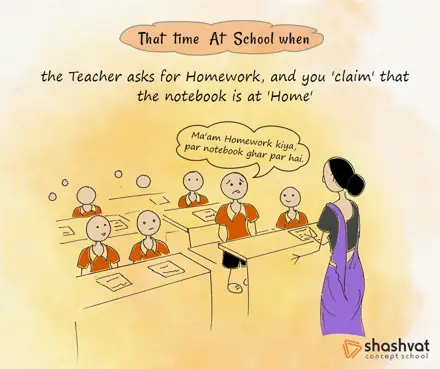 Shashvat Concept School “That time at school when…”: Homework done, notebook at home