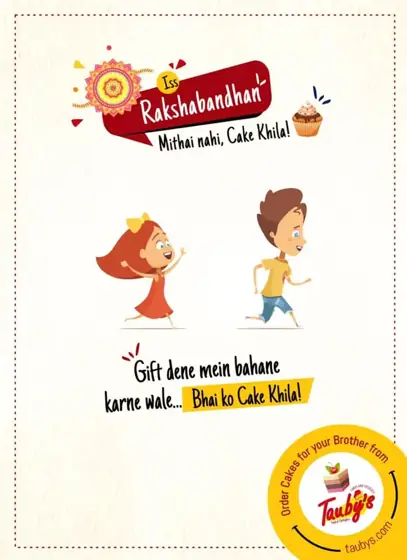 Tauby's Cakes & Desserts Iss Rakshabandhan, mithai nahi, cake khila!: The gift dodger